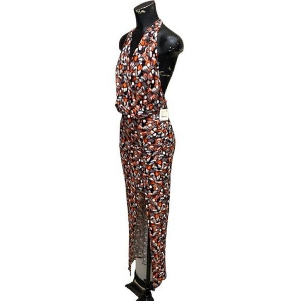 NEW Free People Daria Black Combo All Over Print Halter Maxi  Size XS - Picture 3 of 8
